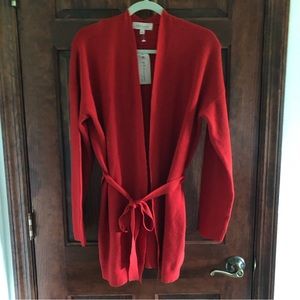 Philosophy Women’s Red Cardigan Sweater Long Sleeve Size Medium Tie Belt